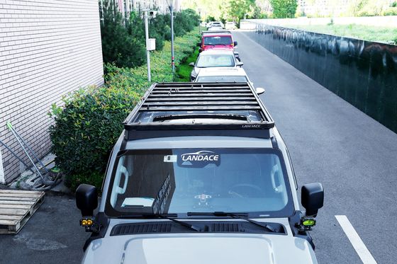 ランドース ロゴ 4x4 車両 エクステリア アクセサリー アルミ ウインドフェアリング 屋根 棚 托盤 プラットフォーム バッグ タンク 300 黒